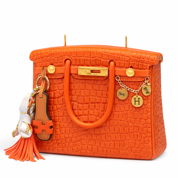 Onali Pure Orange Large Iconic Scarf Charm scented candle with neroli and jasmine fragrance, hand-poured in vibrant orange