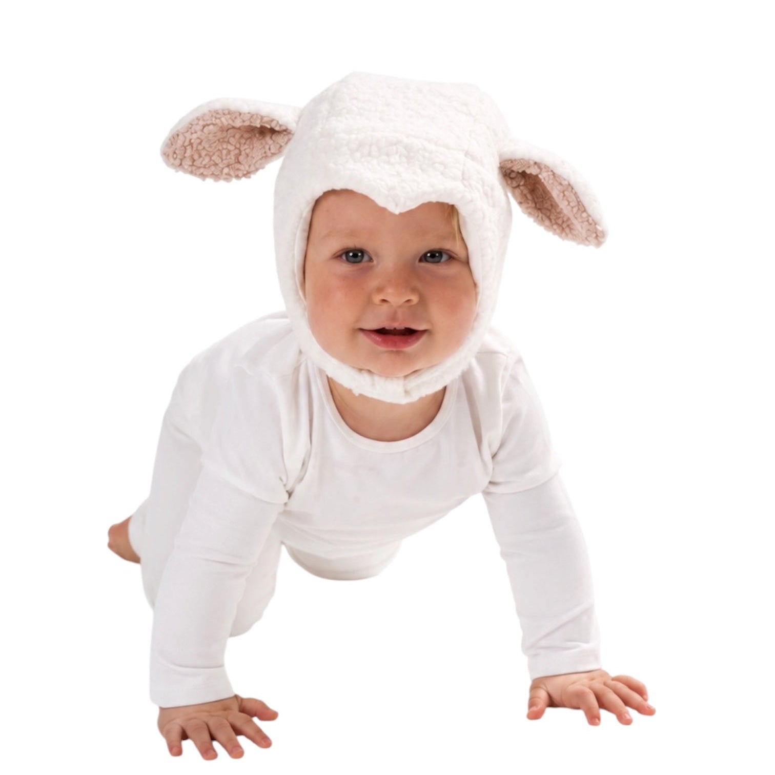 Baby White Sheep Halloween Costume with cotton pajama set and textured sheep hat