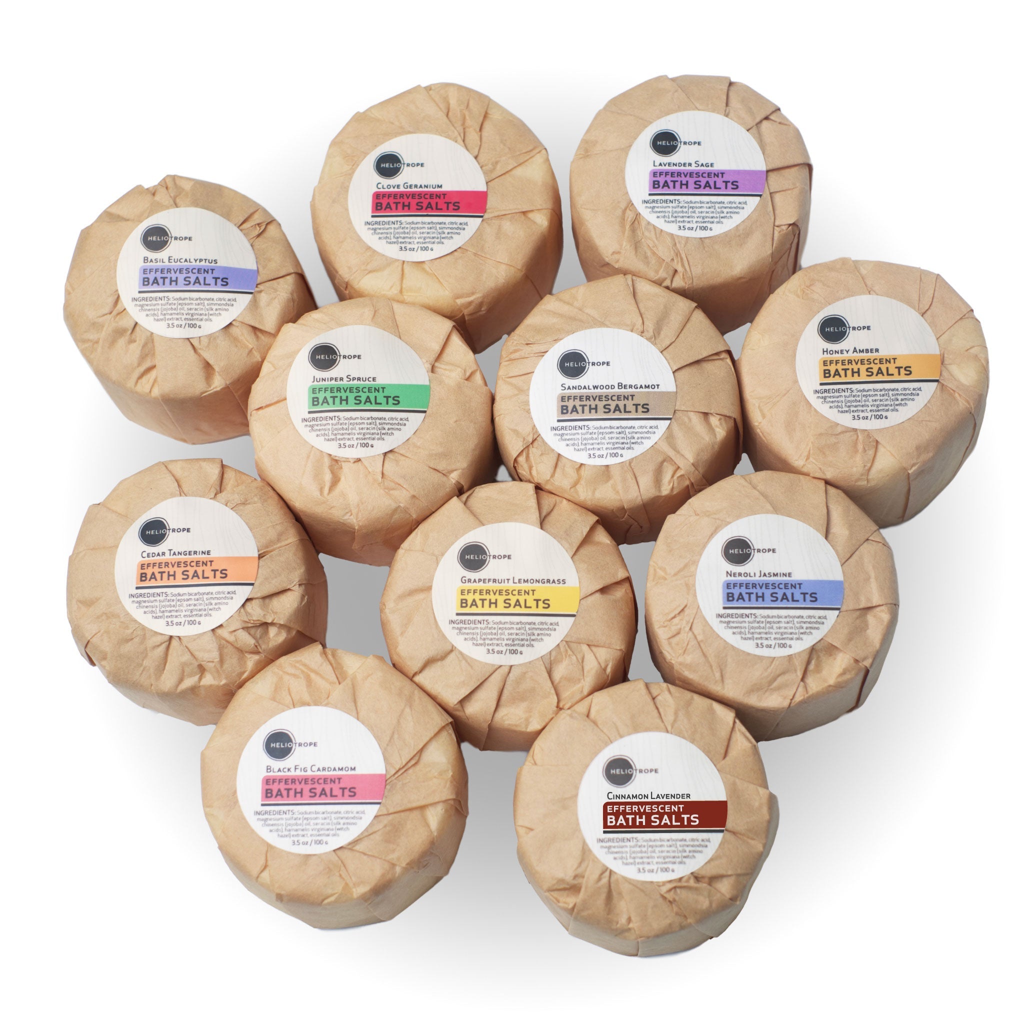 Natural Bath Fizzies with Jojoba Oil & Silk Proteins | Heliotrope SF