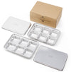 Ecozoi stainless steel ice cube tray 2 pack with 12 large cubes on a kitchen countertop