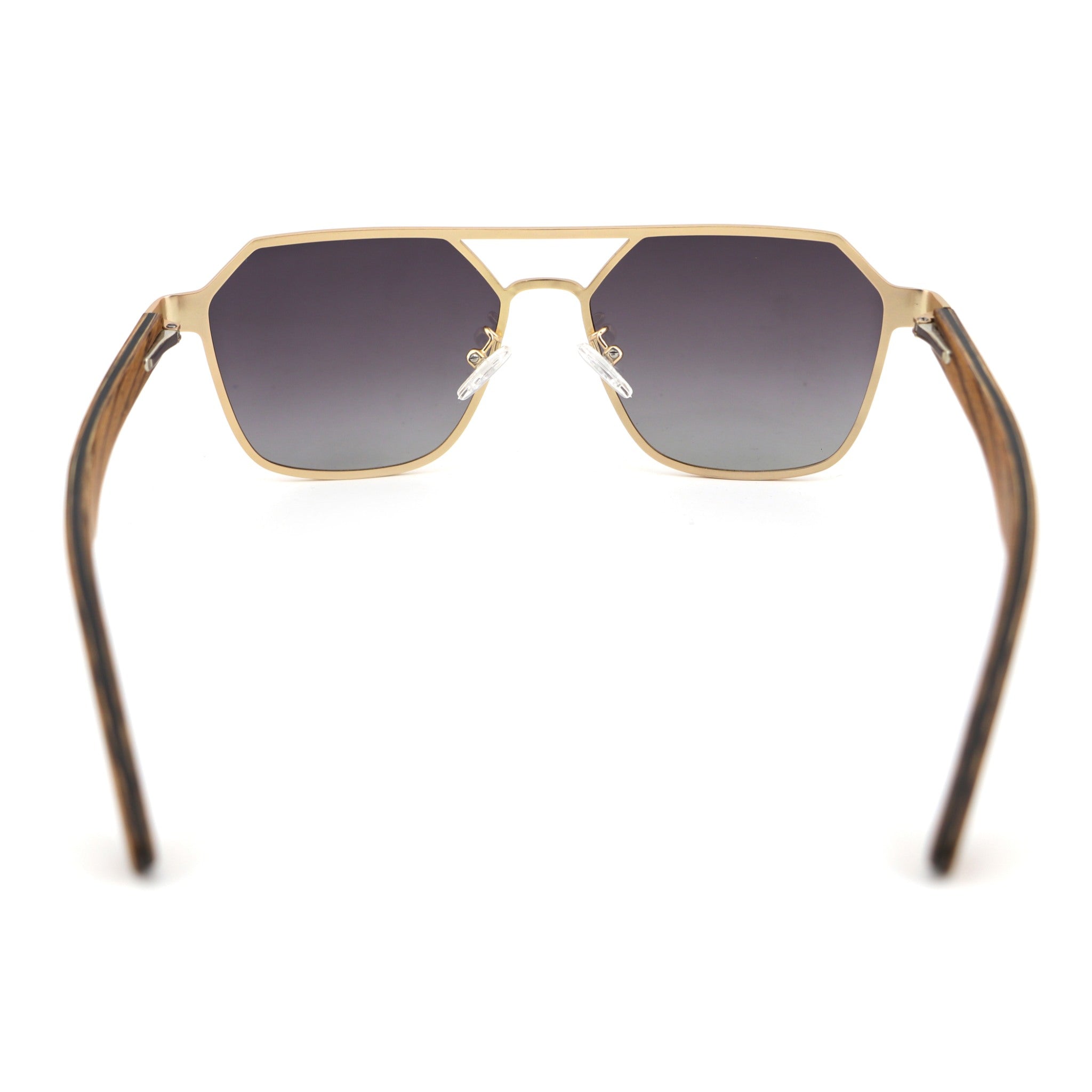 Maverick hexagon sunglasses with grey polarized lenses – unisex wooden sunglasses by Joycoast