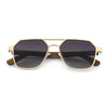 Side profile of Maverick wooden sunglasses showing 147mm temple and lightweight walnut frame construction