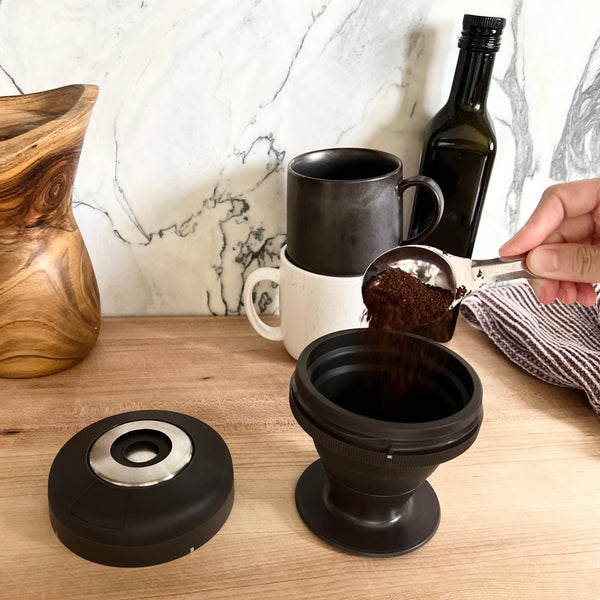 Palmpress: Brew bold, hot or cold coffee anytime, anywhere. Award-winning, collapsible design, zero-waste & barista-approved. Perfect for travel, home, or office. Order yours now!