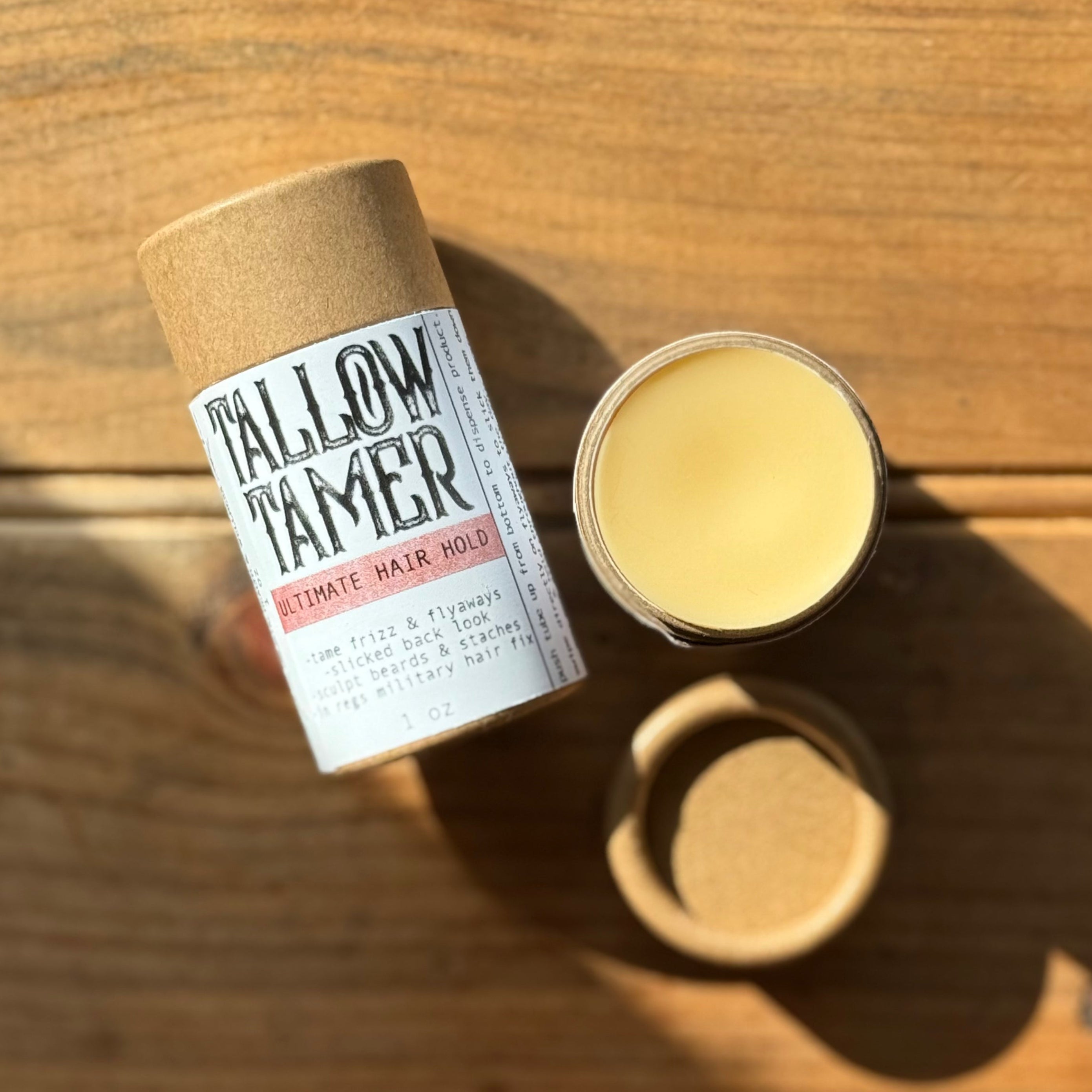 Tallow Tamer tallow-based hair hold stick for frizz and flyaways — 1 oz handcrafted styling product
