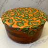 Meli Wraps Beeswax Food Wrap in Kalo Print wrapped around food