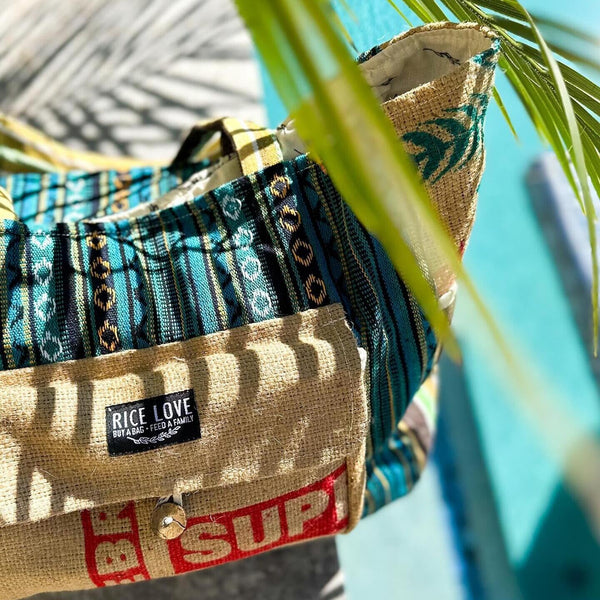 Recycled Travel Tote Goa - One-of-a-Kind Burlap Bag