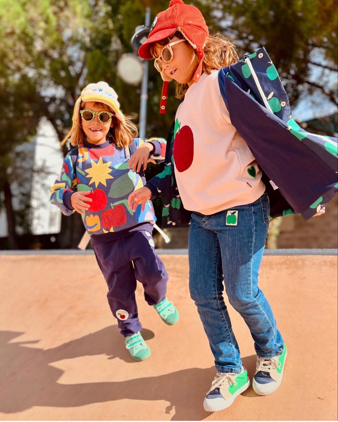 Recycled Cotton Kids Sweatshirt – Multicolor Pattern | Mon Coeur
