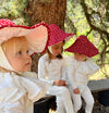 Baby mushroom Halloween costume shown for dress-up and photos