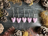 Set of five Anemone Purple needle-felted wool heart ornaments