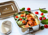 Ecozoi eco-friendly stainless steel lunch box with secure latch closure, side angle view