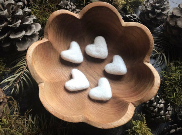 Handmade needle-felted wool hearts from House of Moss