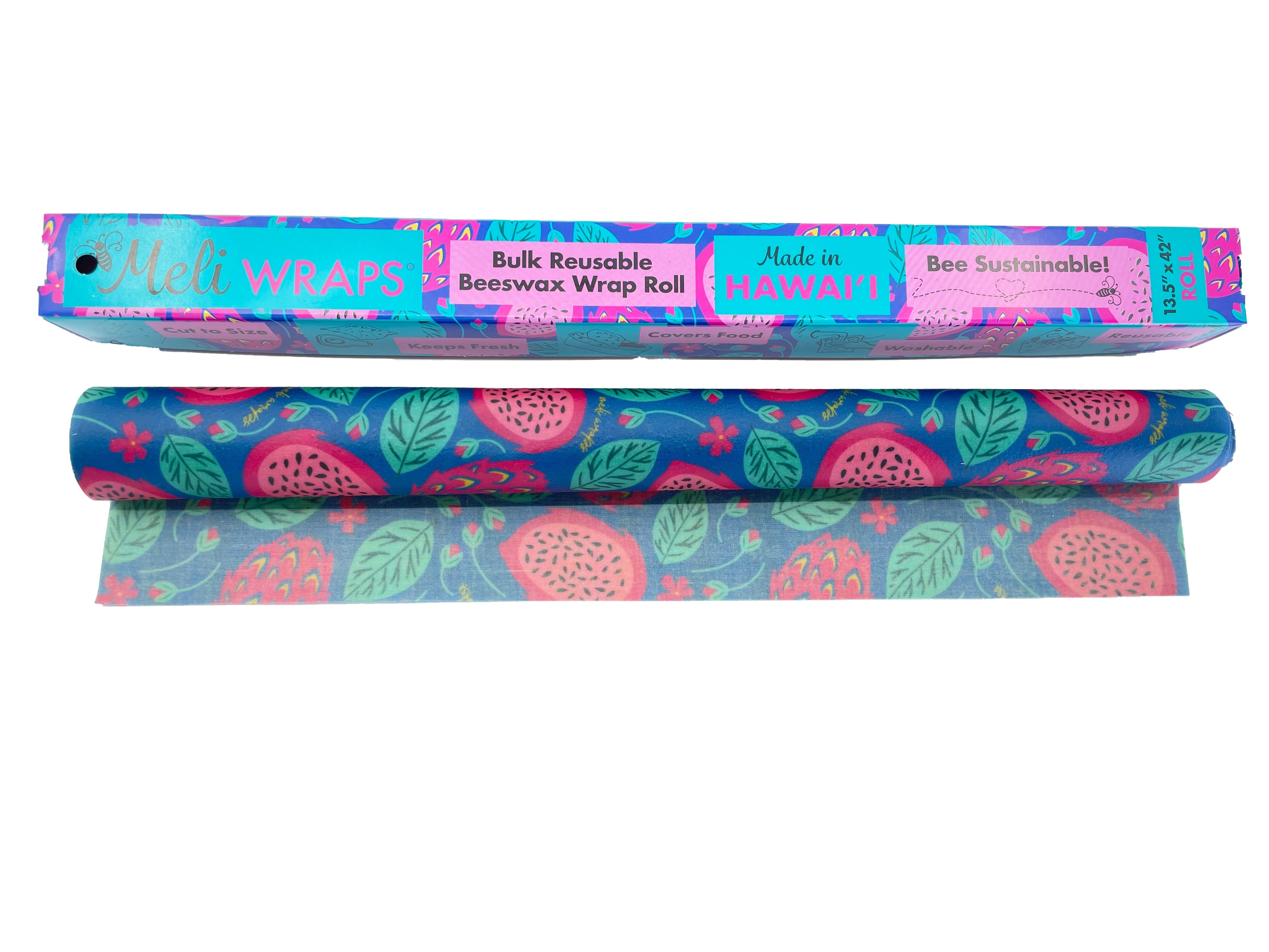 Beeswax Wrap Bulk Roll – Dragonfruit Print | Meli Wraps