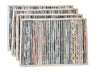 Set of 4 reversible upcycled plastic placemats laid flat showing woven texture and colour variation