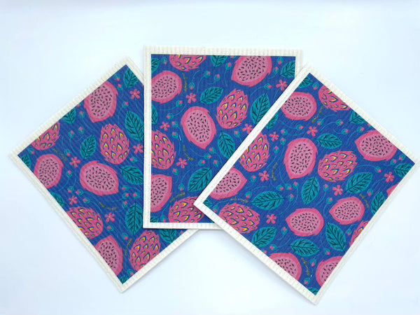 Dragonfruit Swedish Dish Cloth being used to wipe a smooth surface