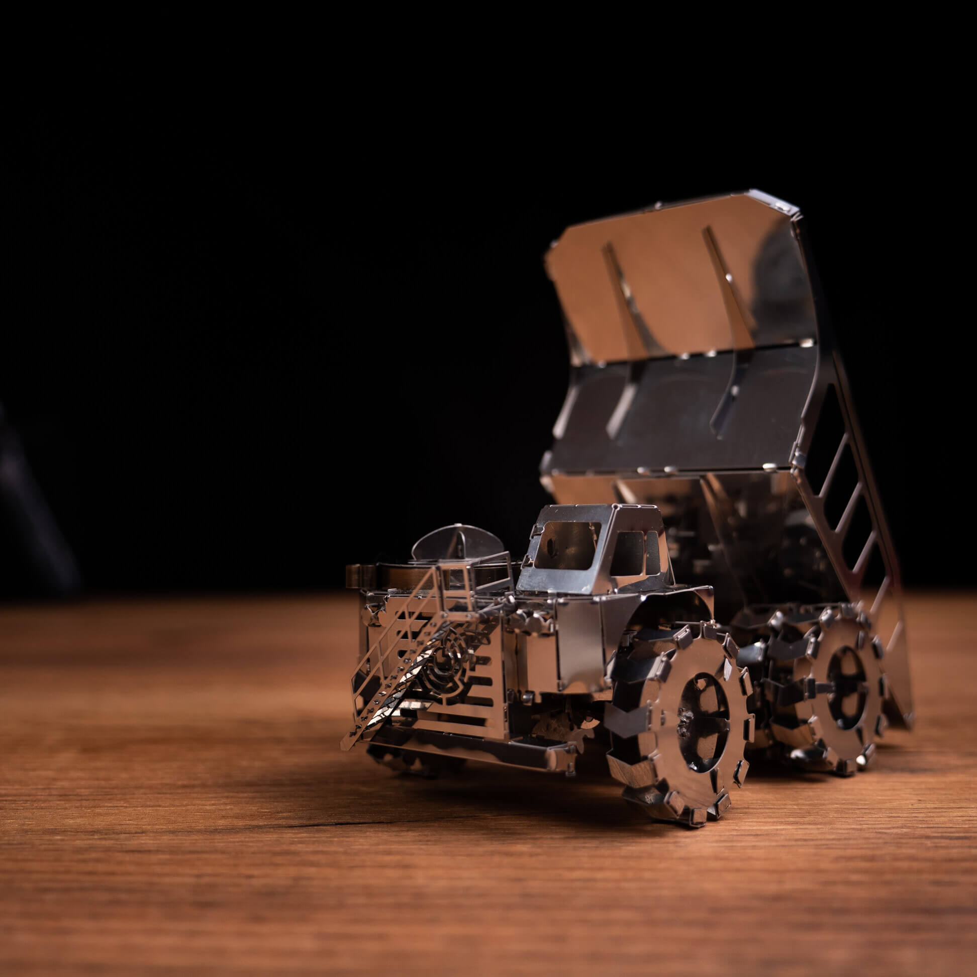 Close-up view of the Quarry Transporter Mining Truck build showing mechanical details