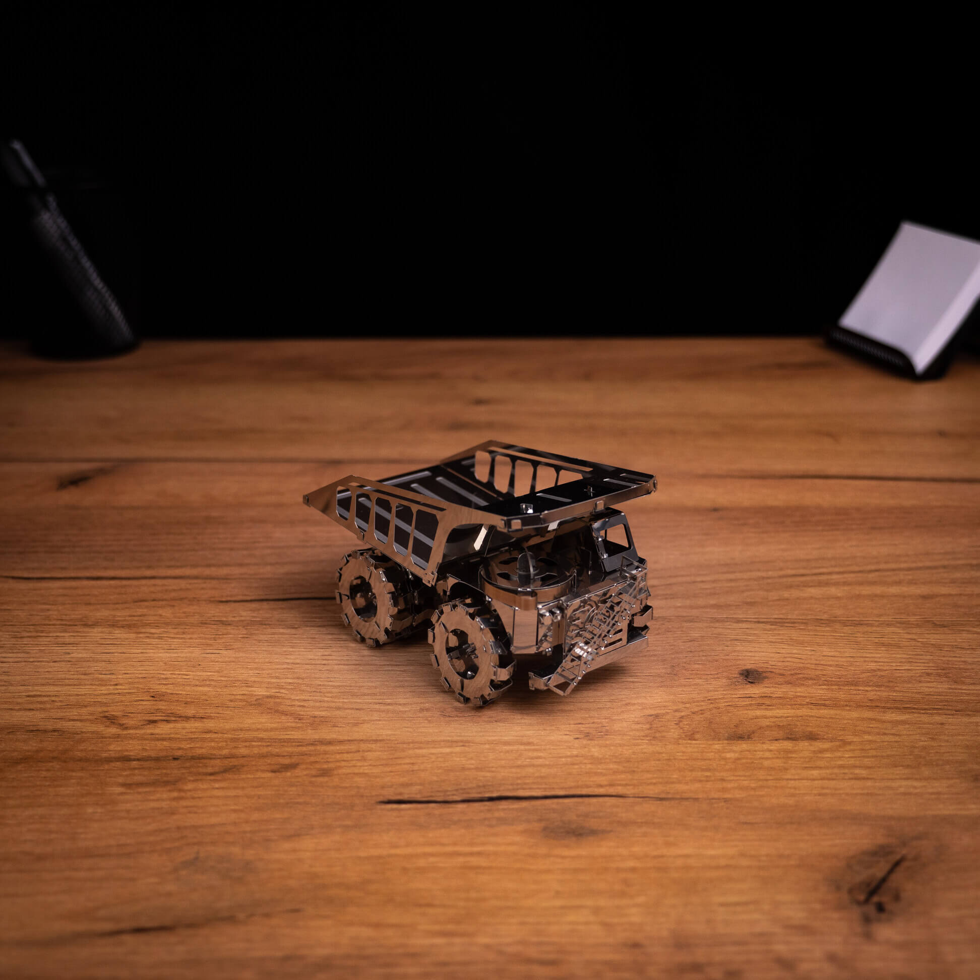 Detail shot of the Quarry Transporter Mining Truck wheels and chassis