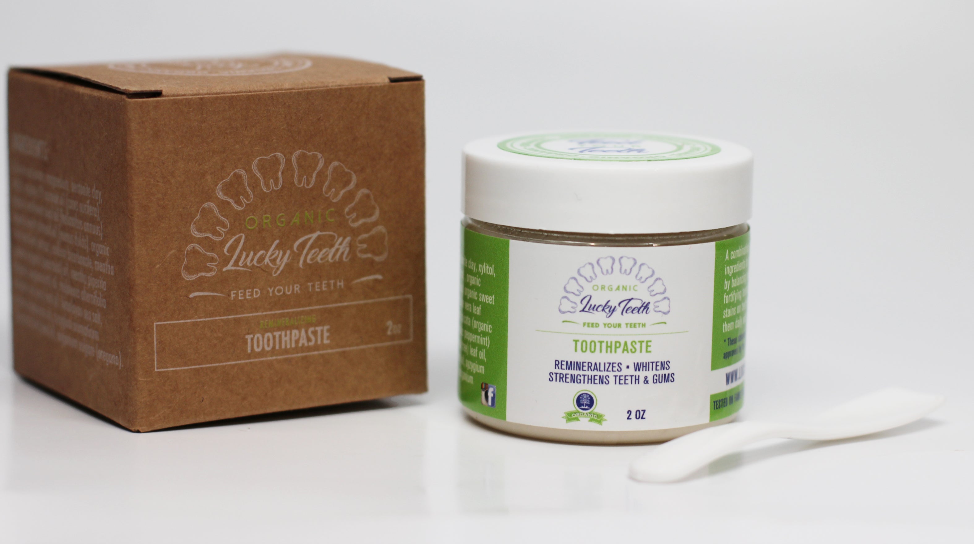 Lucky Teeth fluoride-free toothpaste with cinnamon clove and mint — close-up view