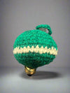 Handcrafted wool crochet bulb ornament with small bell, made by Refugio Rafael community artisans