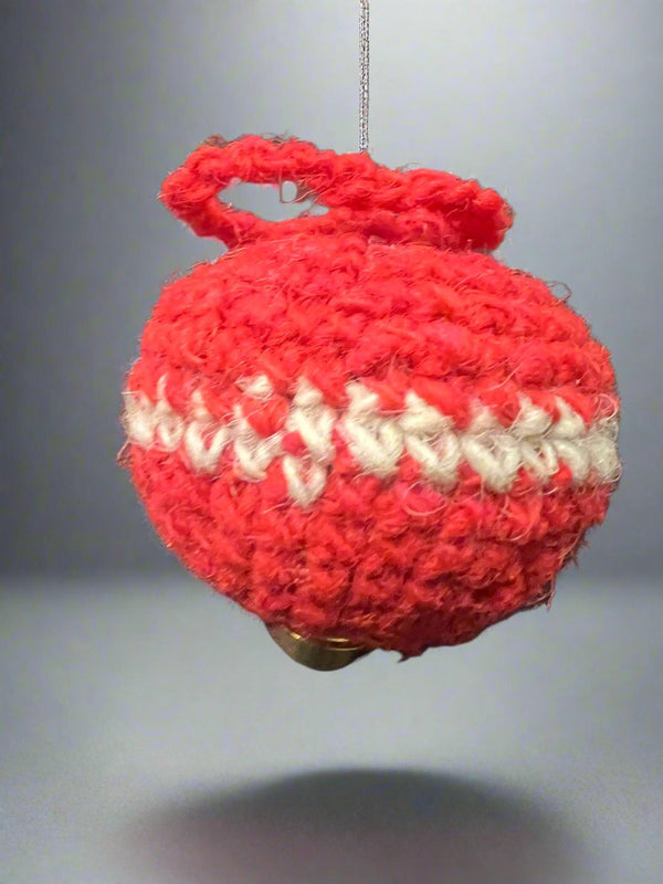 Fair trade wool bulb ornament handmade by women artisans at Refugio Rafael community