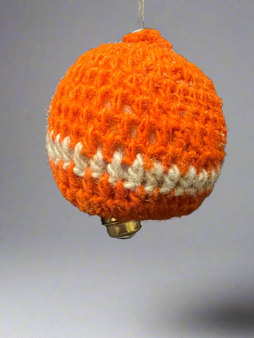 Organic wool crochet bulb ornament – fair trade holiday decoration made by Refugio Rafael artisans