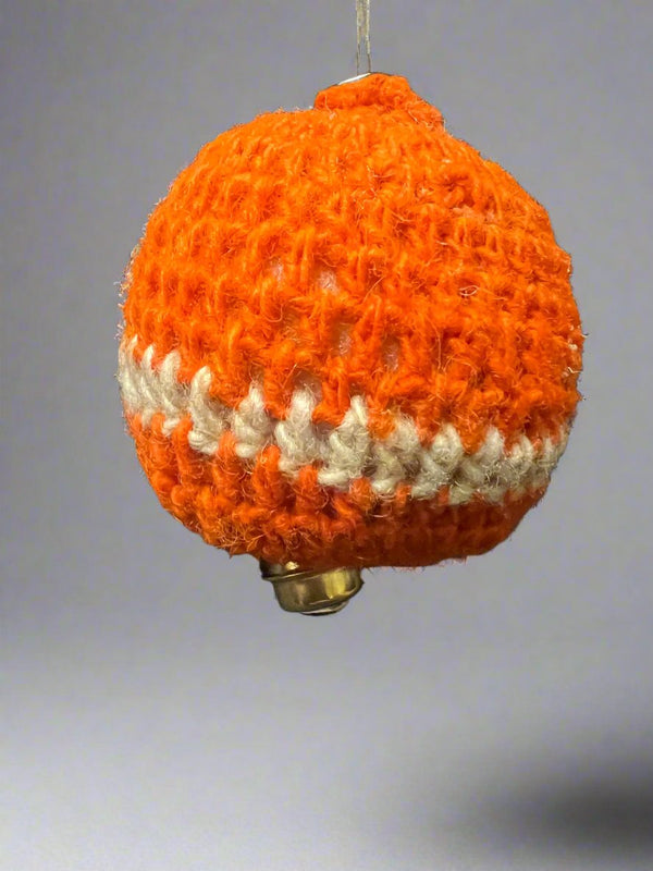 Organic wool crochet bulb ornament – fair trade holiday decoration made by Refugio Rafael artisans