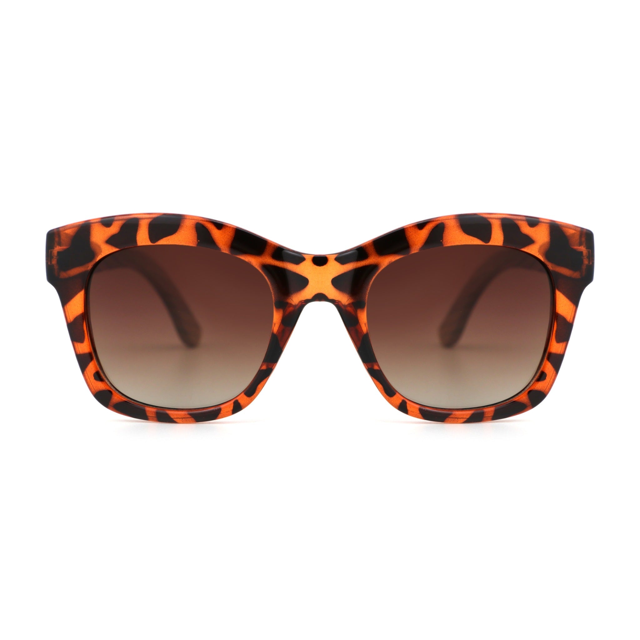 Sunglasses with orange and black pattern on a white background