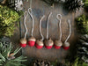 Set of felted wool acorn ornaments in Amanita Red with natural acorn caps