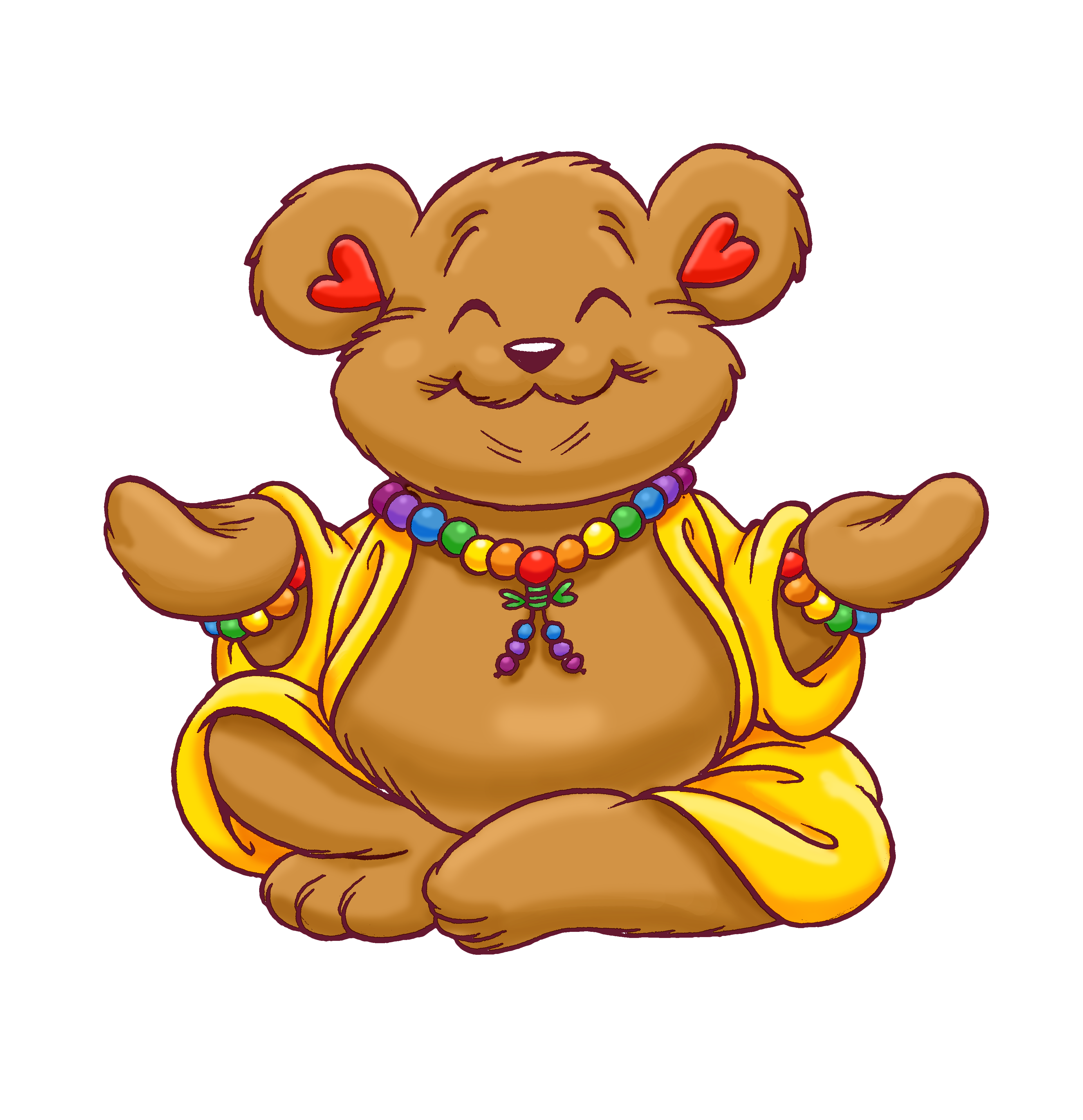 Inside pages of Buddha Bear's Enlightenment Coloring Book with hand-drawn illustrations for kids to colour