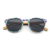 Sunglasses with a colorful frame on a white background
