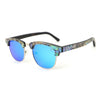 Malcolm 2 wooden sunglasses with abalone shell accents and red rosewood frame by Joycoast