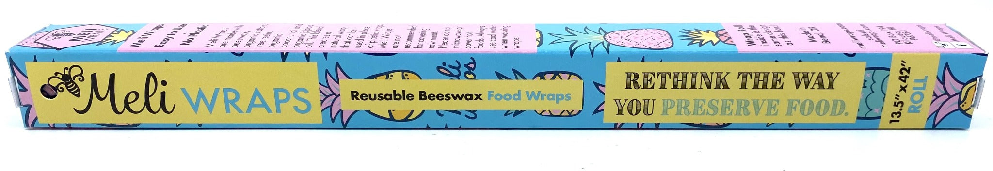 Beeswax Wrap Bulk Roll - Pineapple Print, Organic Cotton