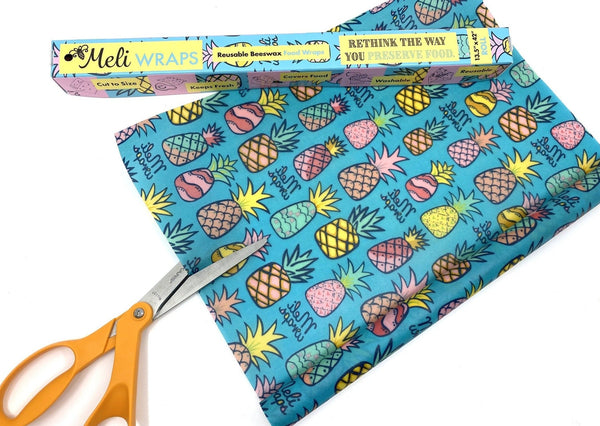 Beeswax Wrap Bulk Roll - Pineapple Print, Organic Cotton