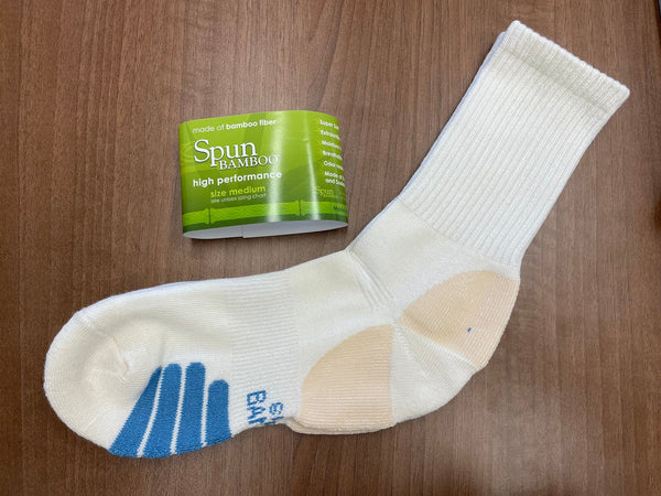 High Performance Crew Bamboo Viscose Socks Unisex White Color - 12-pack