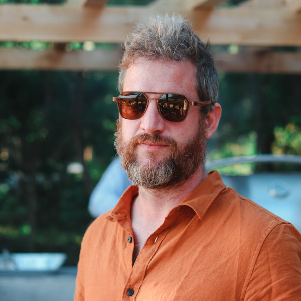 Maverick Hexagon Wooden Sunglasses – Walnut & Abalone Shell, Polarized Lenses