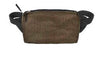 Grace belt bag in bronze industrial net worn as a crossbody bag, handmade by Smateria in Cambodia