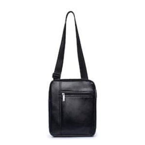 Upbag Crossbody bag in black, handmade from 100% recycled content with adjustable shoulder strap and multiple pockets