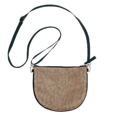 Marlee crossbody bag by Smateria in bronze, shown styled as an everyday handbag