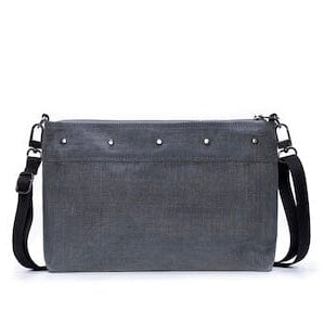 HHPLIFT Plus Crossbody bag in charcoal handmade sustainable purse with adjustable strap