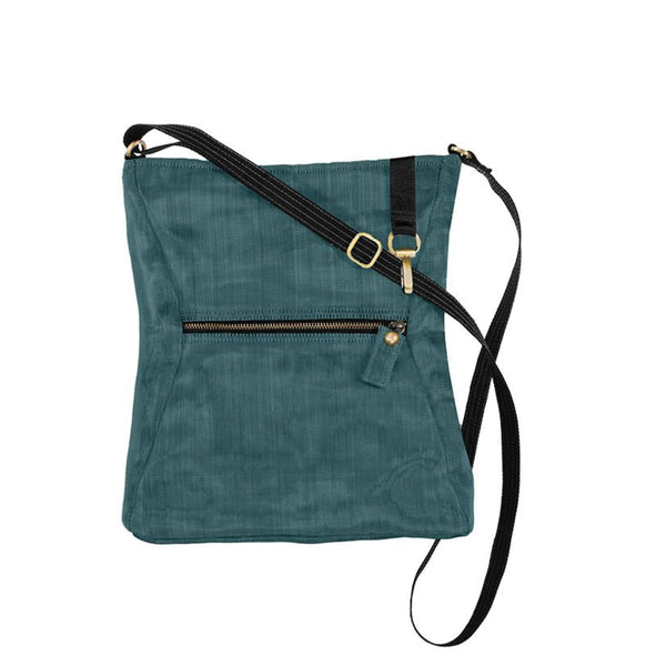Scout crossbody bag in light blue made from reclaimed industrial netting by Smateria