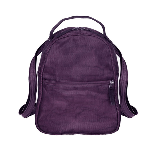 Stella Mini Backpack in plum by Smateria – handmade water-resistant industrial net bag with recycled vegan leather straps