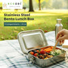 Ecozoi 3-Compartment Stainless Steel Bento Lunch Box – Leakproof, 24 Oz