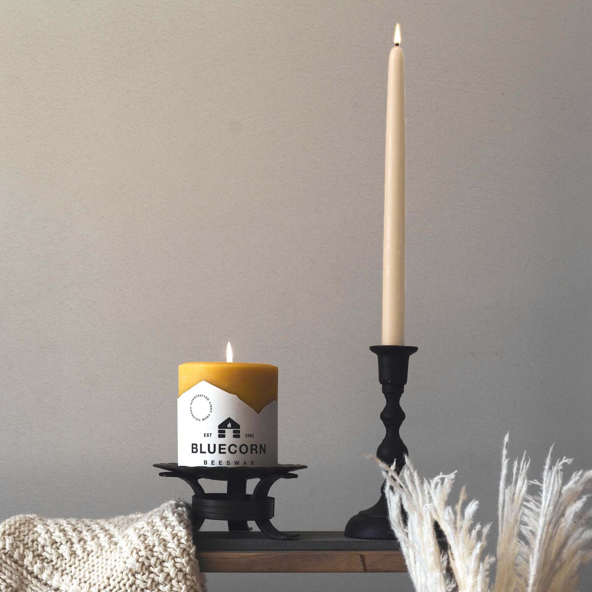 Pure Beeswax Taper Candles – Hand-Dipped Bulk 4-Pair Bundle