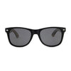 Mozz wooden sunglasses front view showing walnut frame and bridge