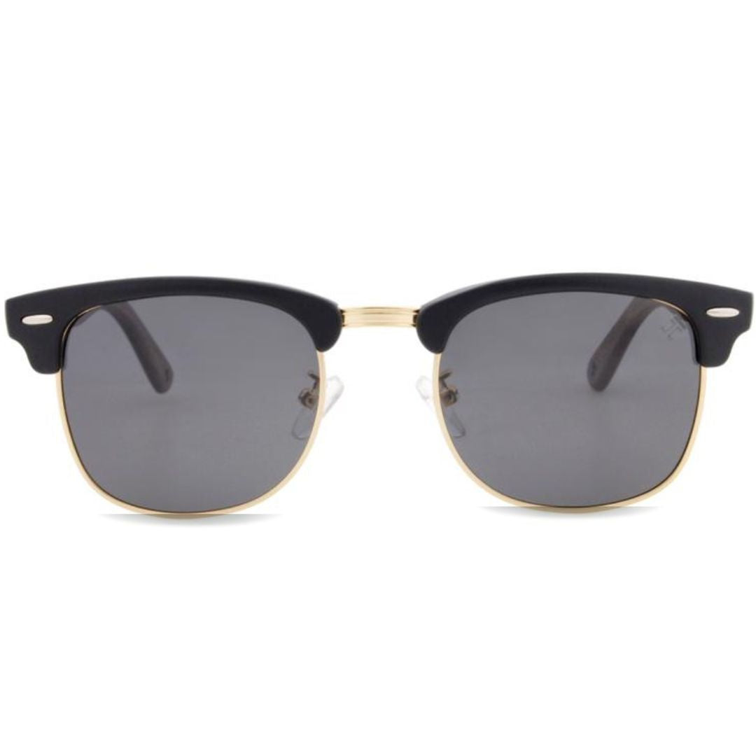 Kennedy walnut sunglasses front view – lightweight wood and composite frame