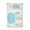 Meliora Laundry Powder Detergent unscented in a paper-and-steel canister with stainless steel scoop