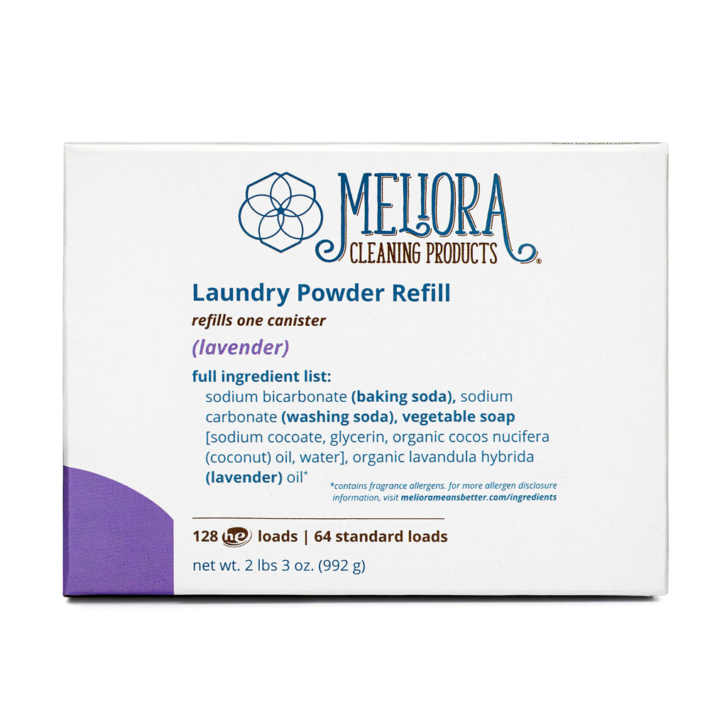 Meliora Laundry Powder Detergent Refill box, lavender scent, 128 HE loads