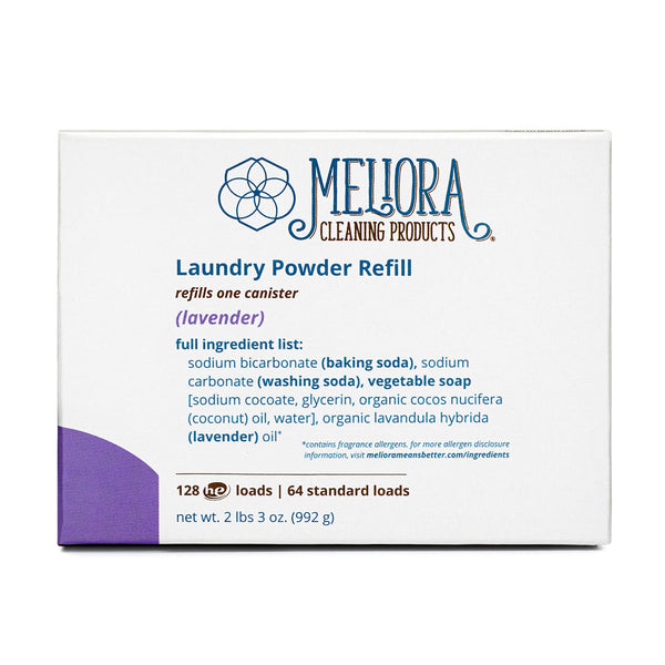 Meliora Laundry Powder Detergent Refill box, lavender scent, 128 HE loads
