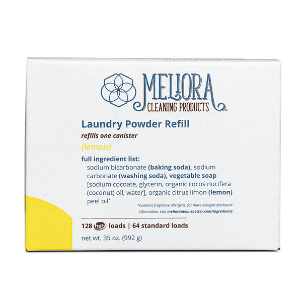 Meliora Laundry Powder Detergent Refill box, lemon scent, 128 HE loads