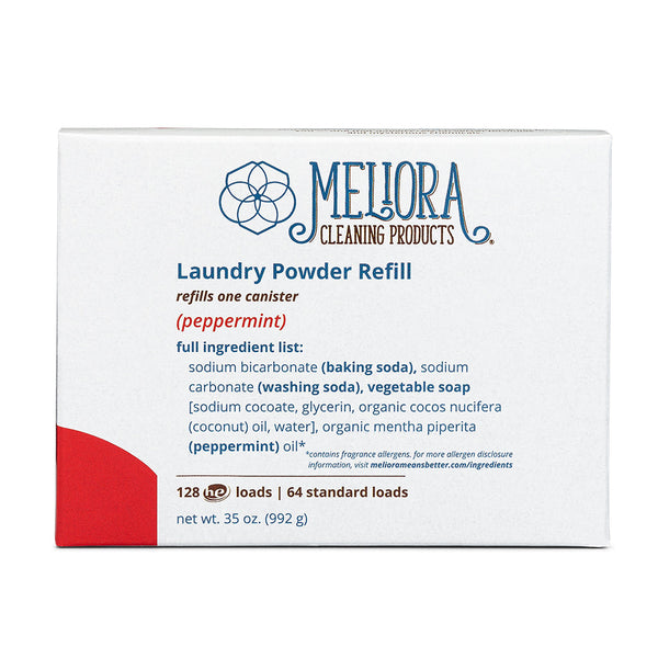 Meliora Laundry Powder Detergent Refill box, peppermint scent, 128 HE loads