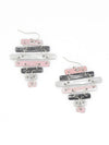 Dusty pink hand-painted silver ladder earrings by Fair Anita, 2.25 inch drop, nickel-free